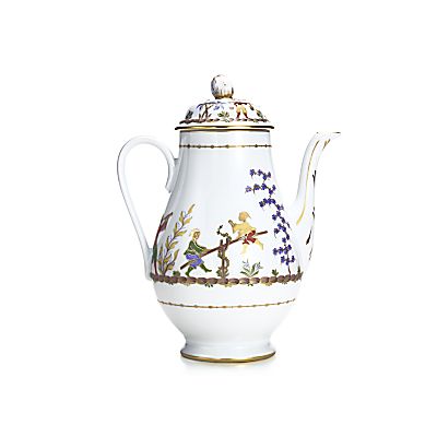 Cirque Chinois coffee pot in hand-painted Limoges porcelain.