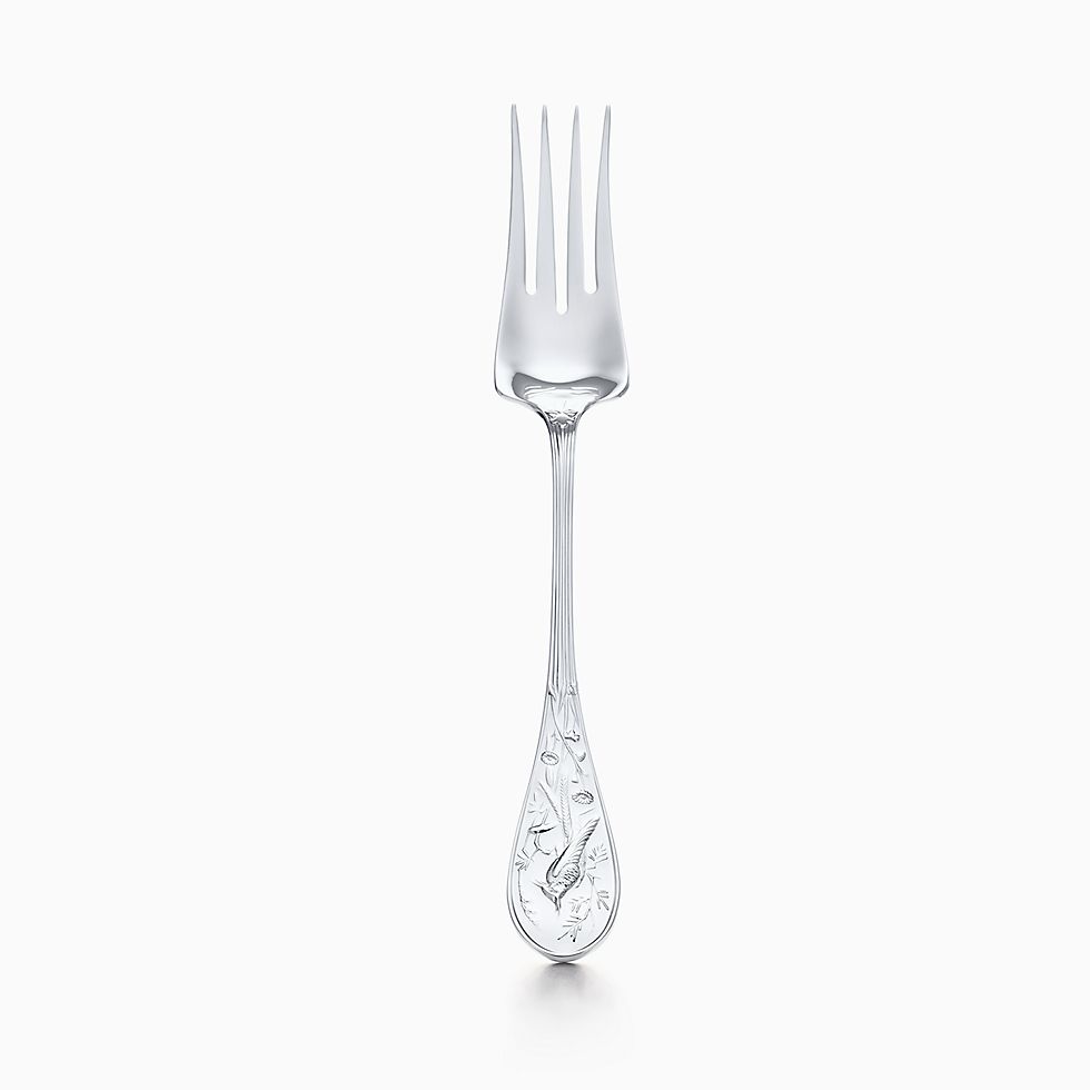 Audubon cold meat fork in sterling silver.