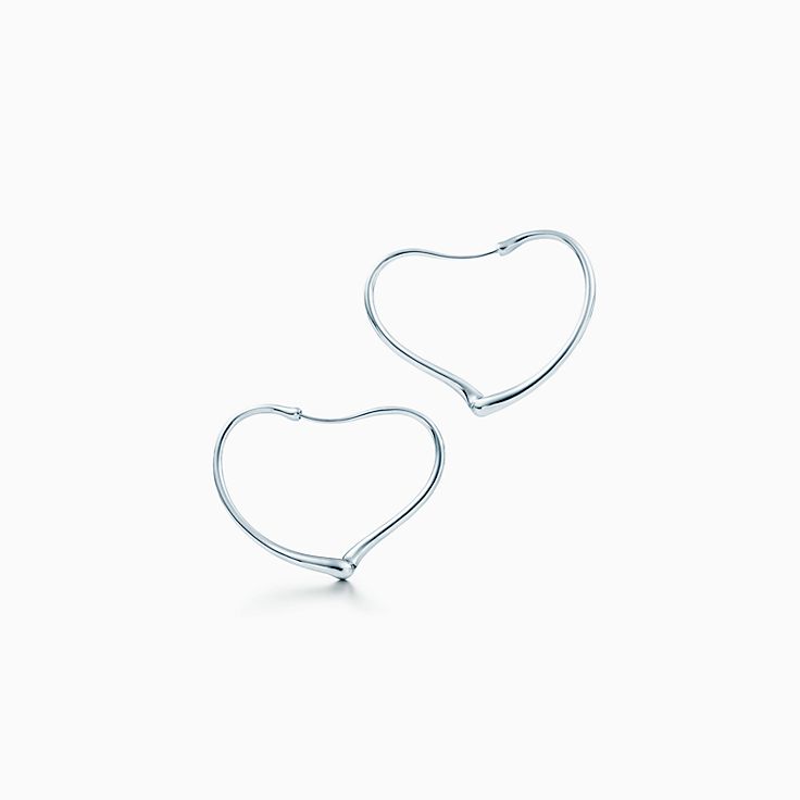 Elsa Peretti® Open Heart hoop earrings in sterling silver, small.