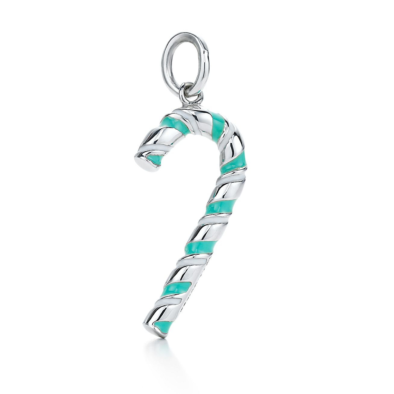 Candy Cane charm with Tiffany Blue® and white enamel finish in sterling