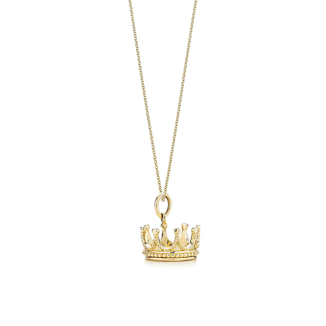 Crown charm in 18k gold on a chain. Tiffany & Co.