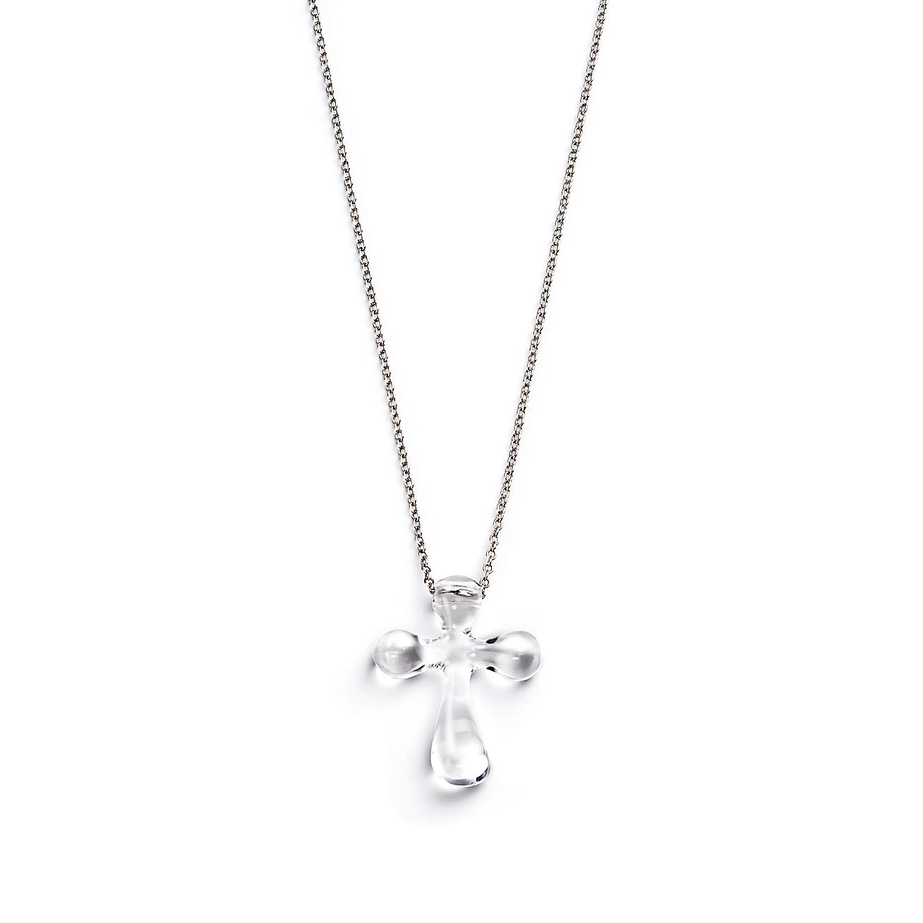 Elsa Peretti® Cross pendant with crystal in platinum, small. Tiffany