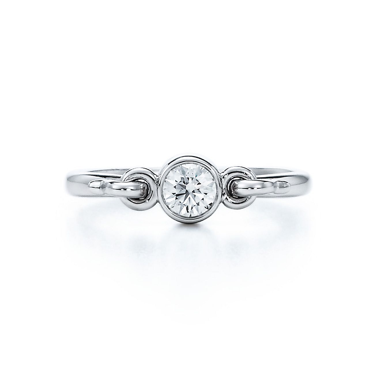 Elsa Peretti® Swan ring with a diamond in platinum ...