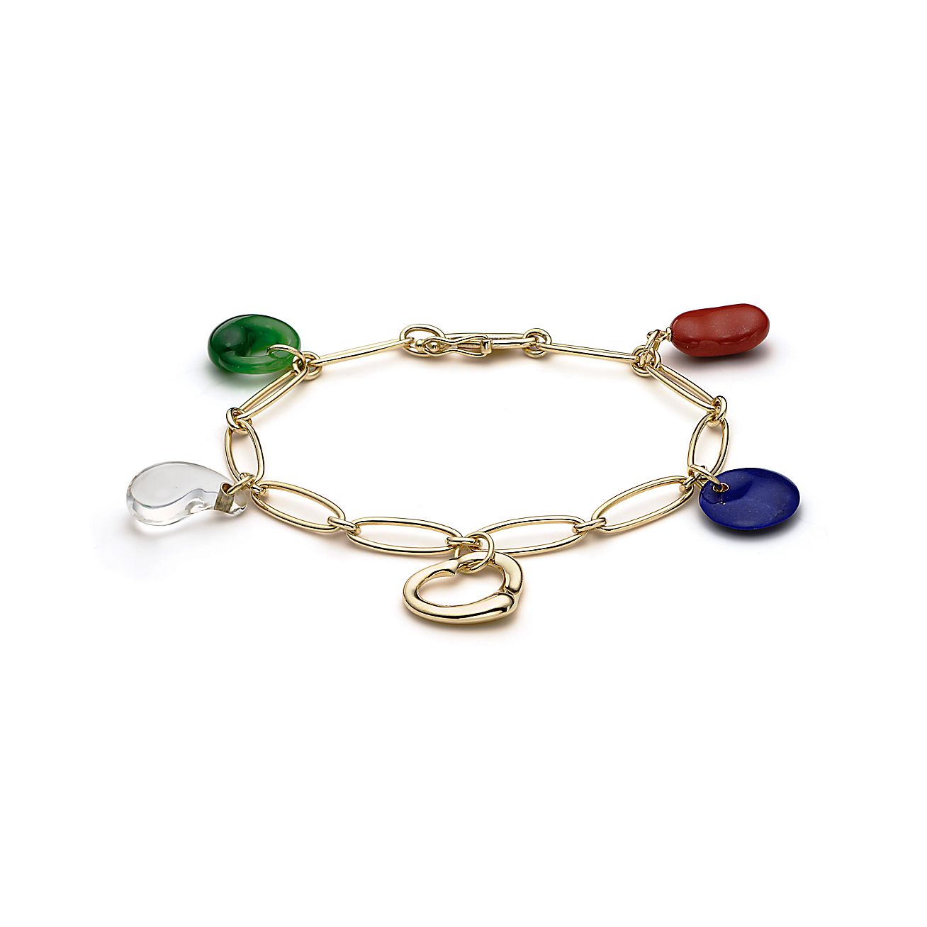 Elsa Peretti® Carved gemstone charm bracelet. 18k gold. Tiffany & Co.