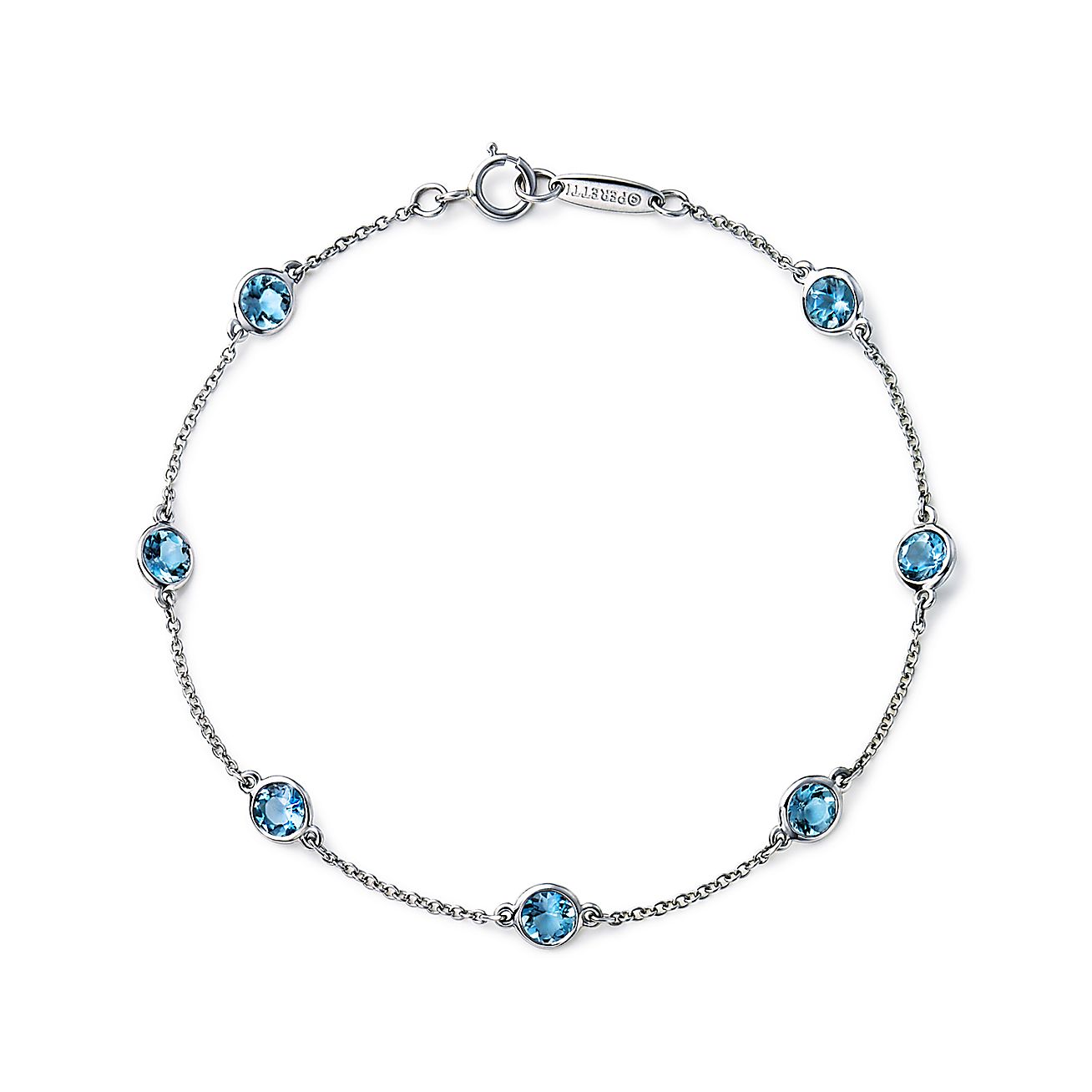 Elsa Peretti® Color by the Yard bracelet in platinum with aquamarines ...