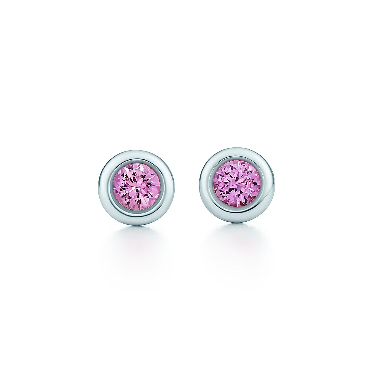 Elsa Peretti® Color by the Yard earrings in silver with pink sapphires. | Tiffany & Co.