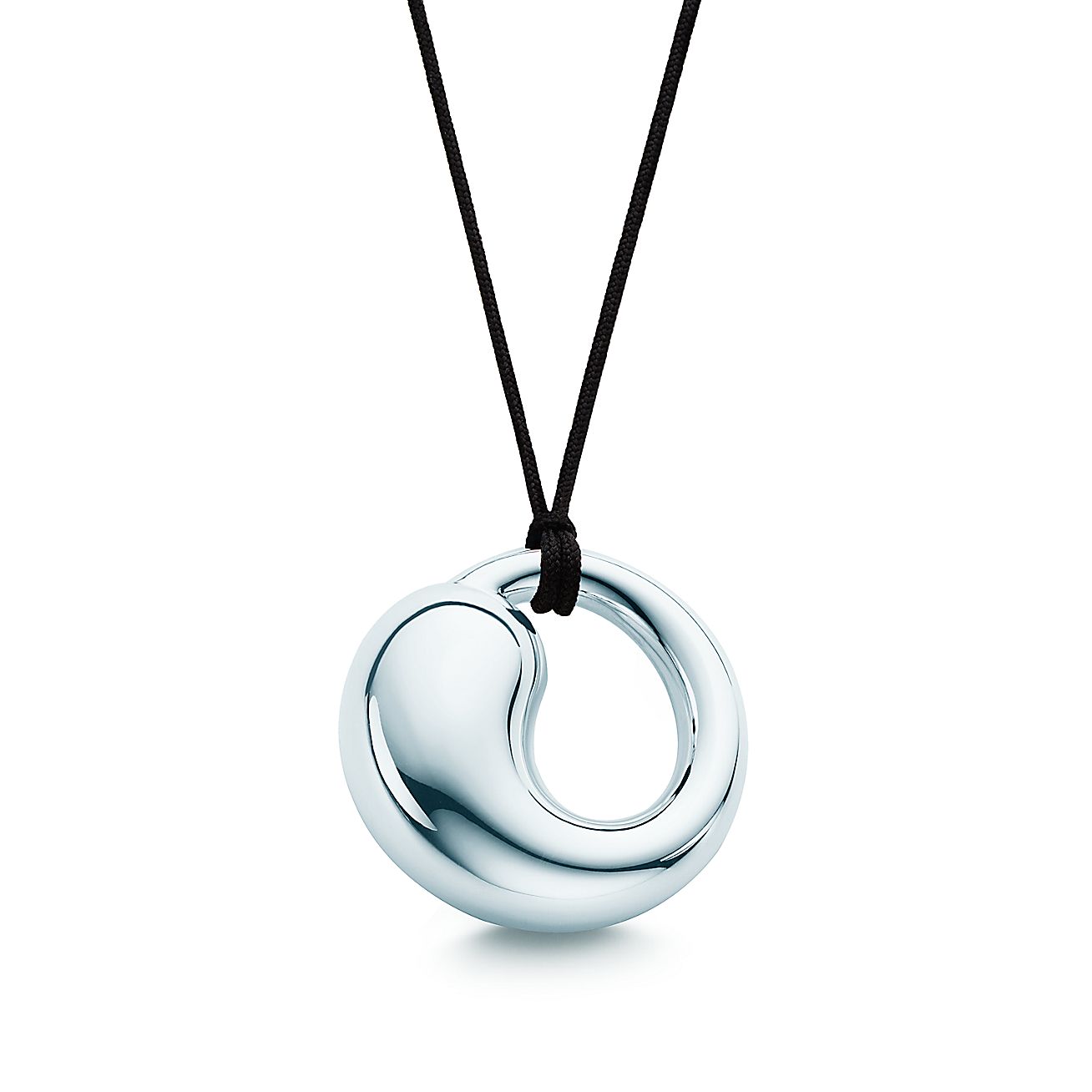 Elsa Peretti® Eternal Circle pendant in sterling silver on a black silk