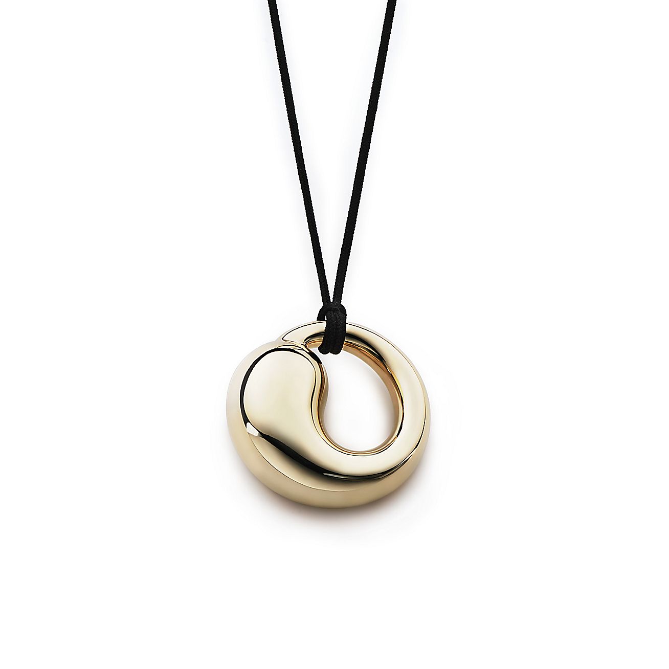 Elsa Peretti® Eternal Circle pendant in 18k gold on a black silk cord
