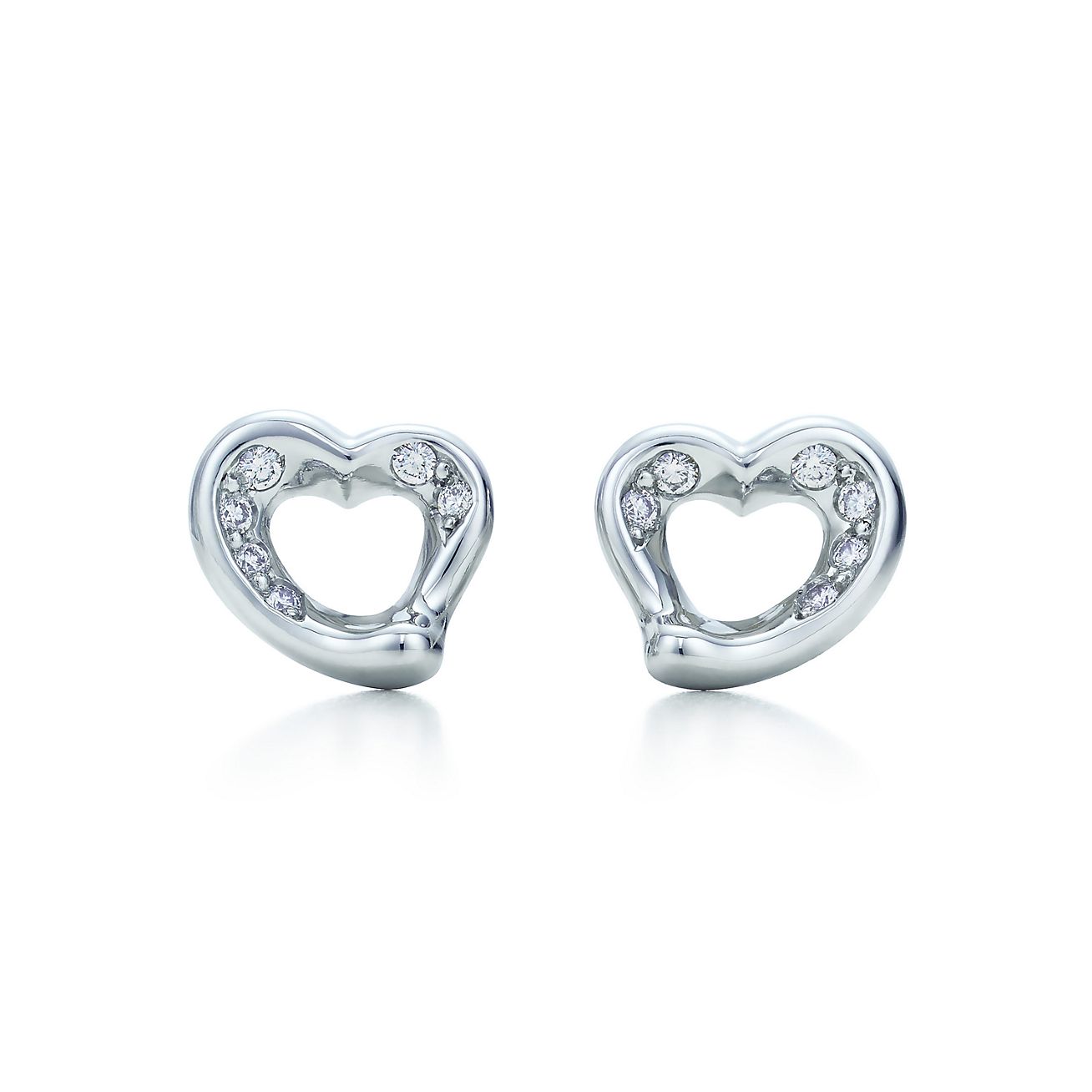 Elsa Peretti® Open Heart Earrings With Diamonds In Platinum. | Tiffany ...