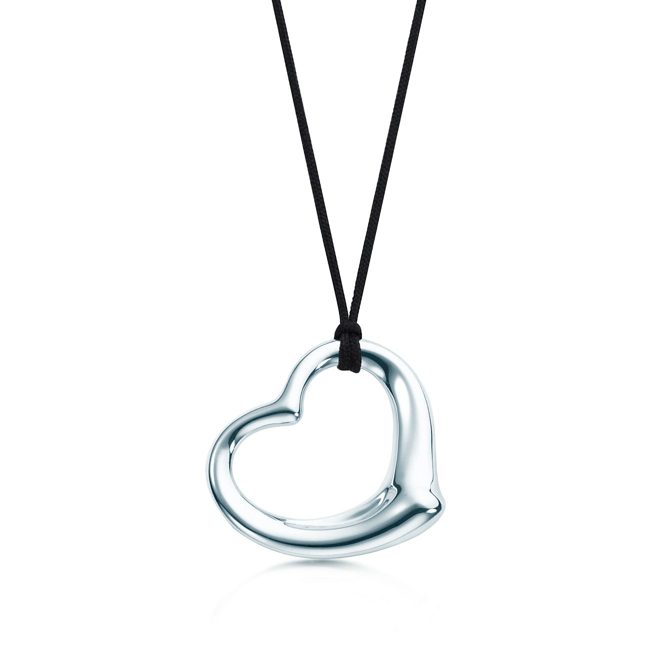 Elsa Peretti® Open Heart Pendant In Sterling Silver On A 16" Black Silk ...