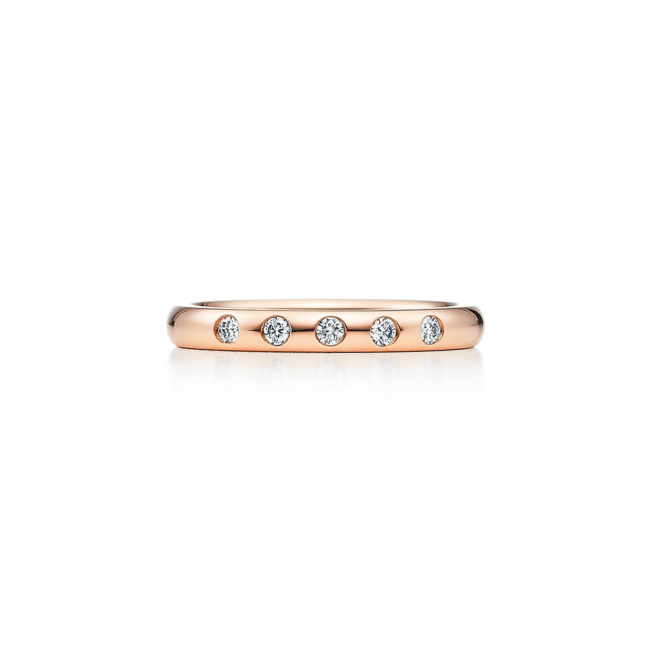 Elsa Peretti® stacking band ring in 18k rose gold with diamonds