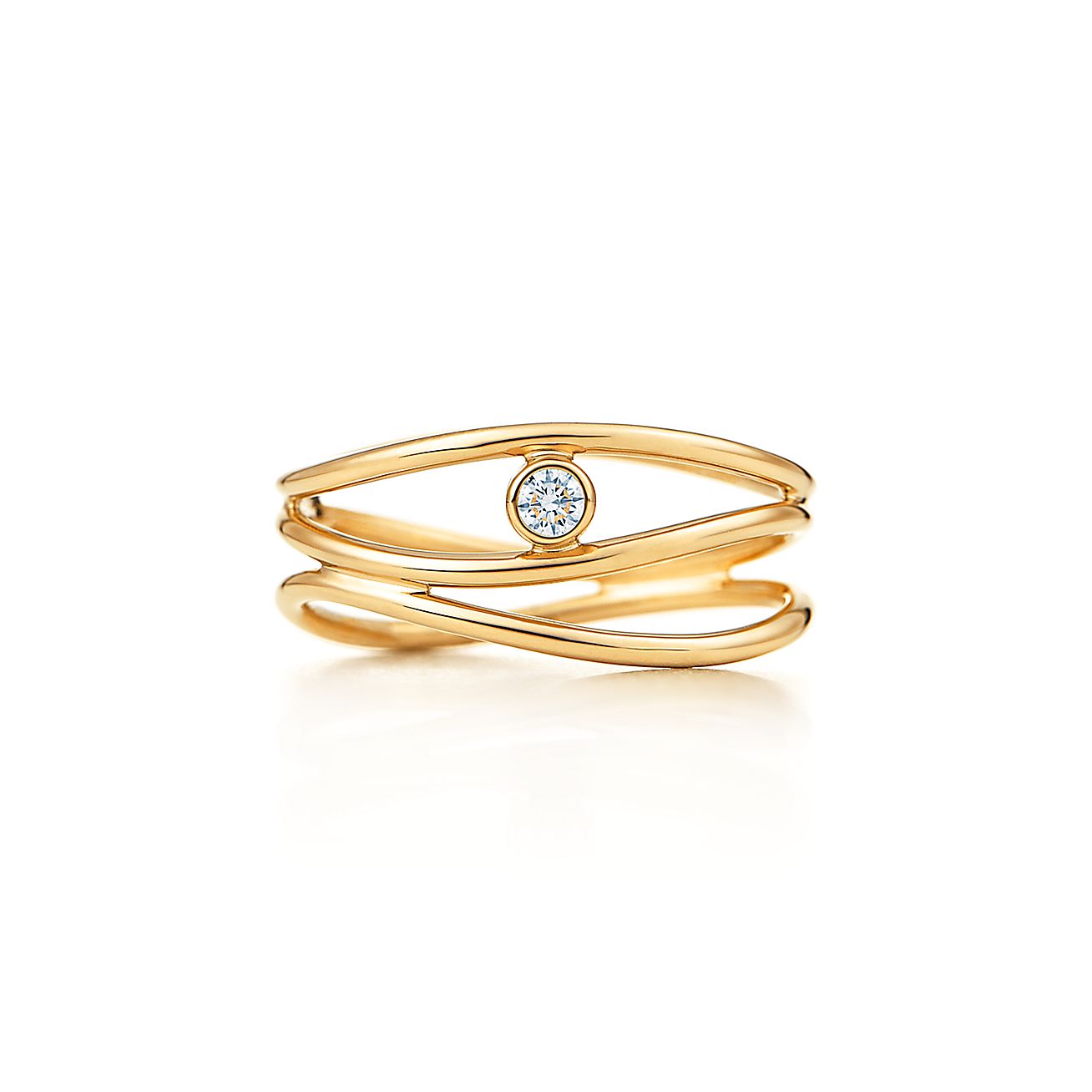Elsa Peretti® Wave Three Row Diamond Ring In 18k Gold Tiffany And Co