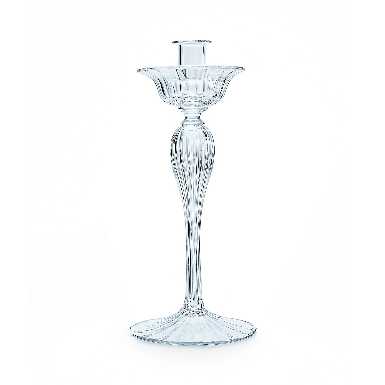 Fluted candlestick in handblown glass. Tiffany & Co.