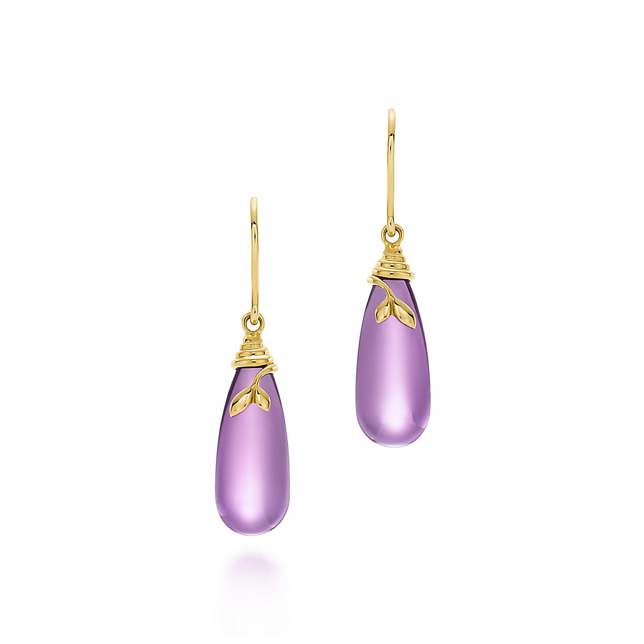 Paloma Picasso® Olive Leaf Drop Earrings In 18k Gold With Amethysts Tiffany And Co