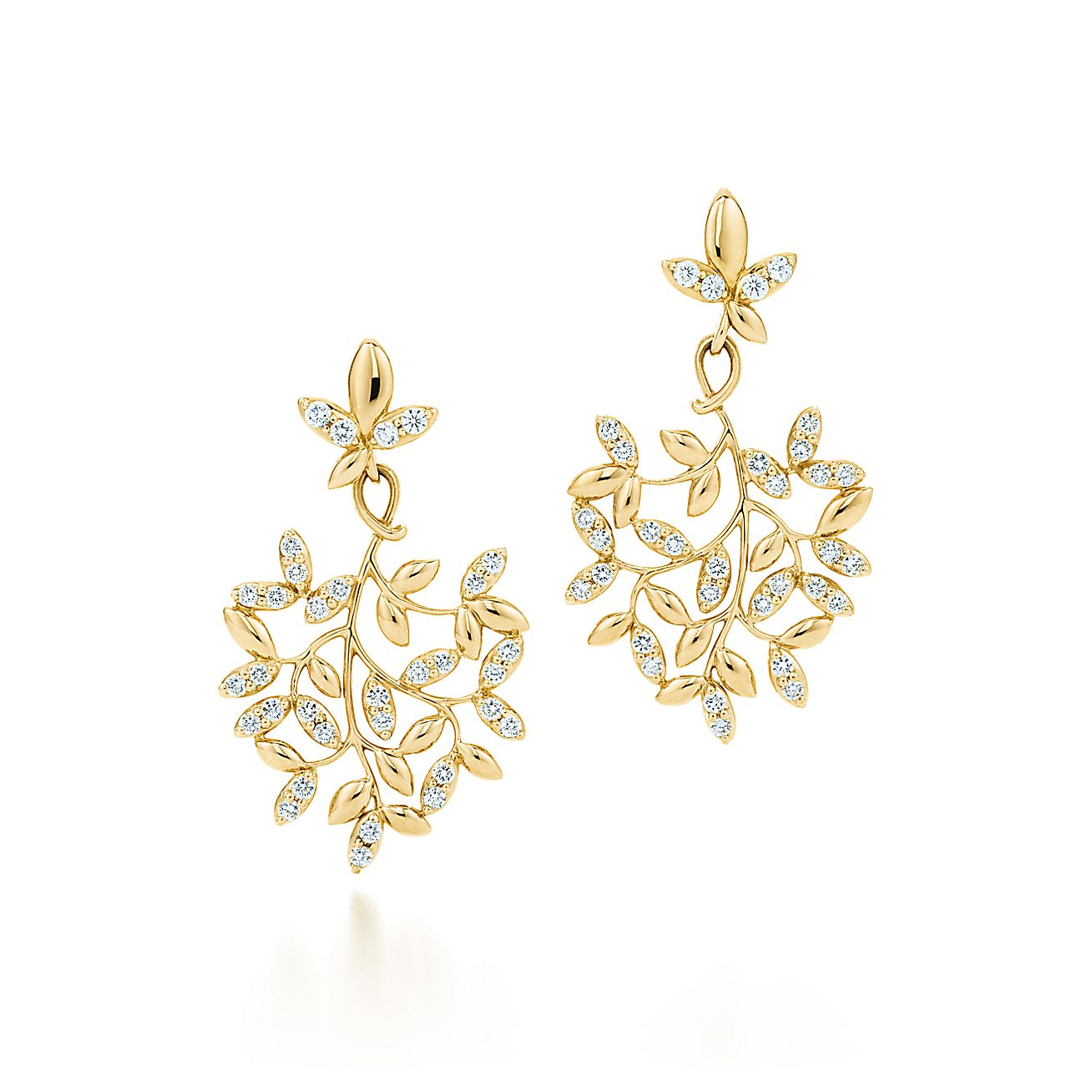 Paloma Picasso® Olive Leaf Drop Earrings In 18k Gold With Diamonds Small Tiffany And Co