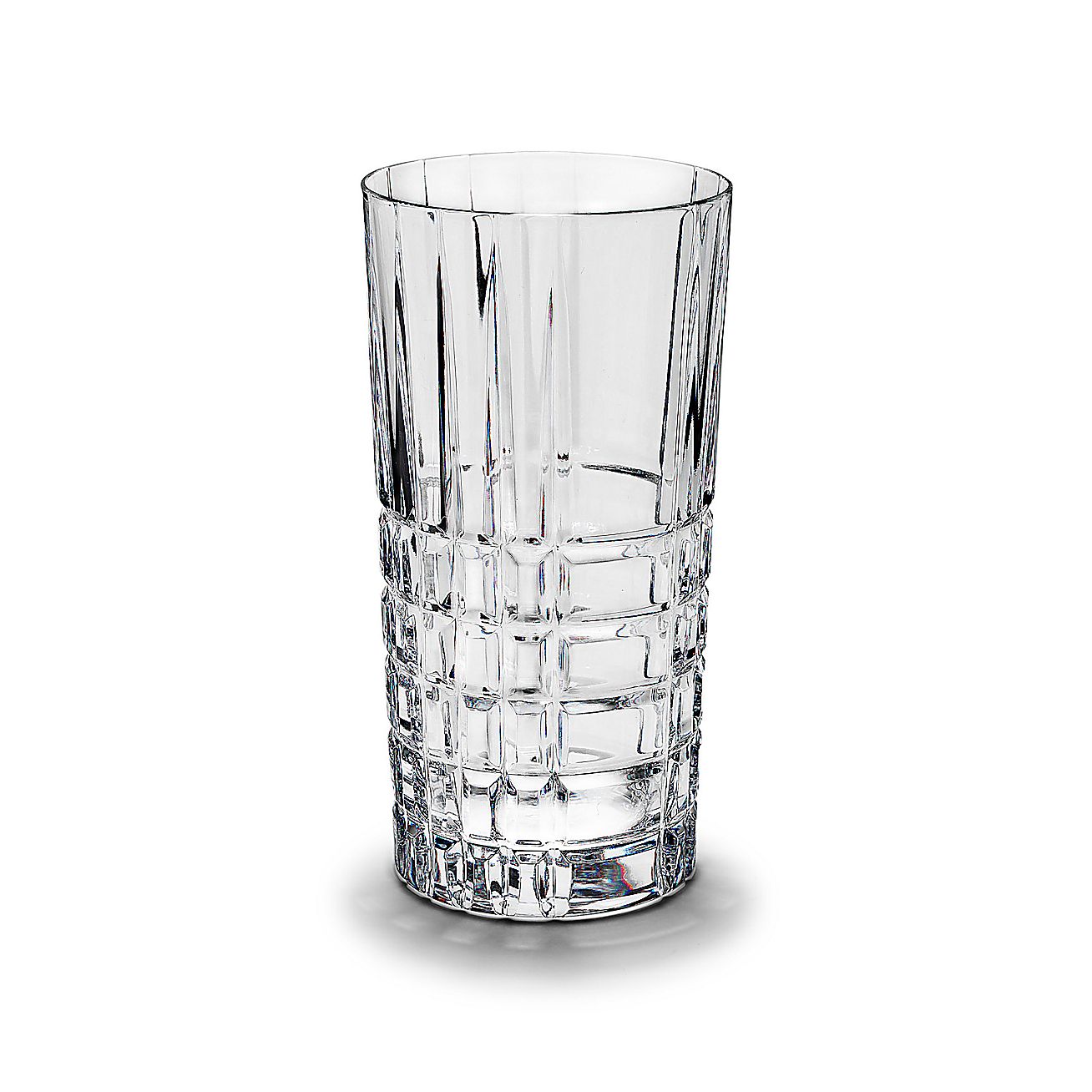 Plaid highball glass in handcut crystal. Tiffany & Co.