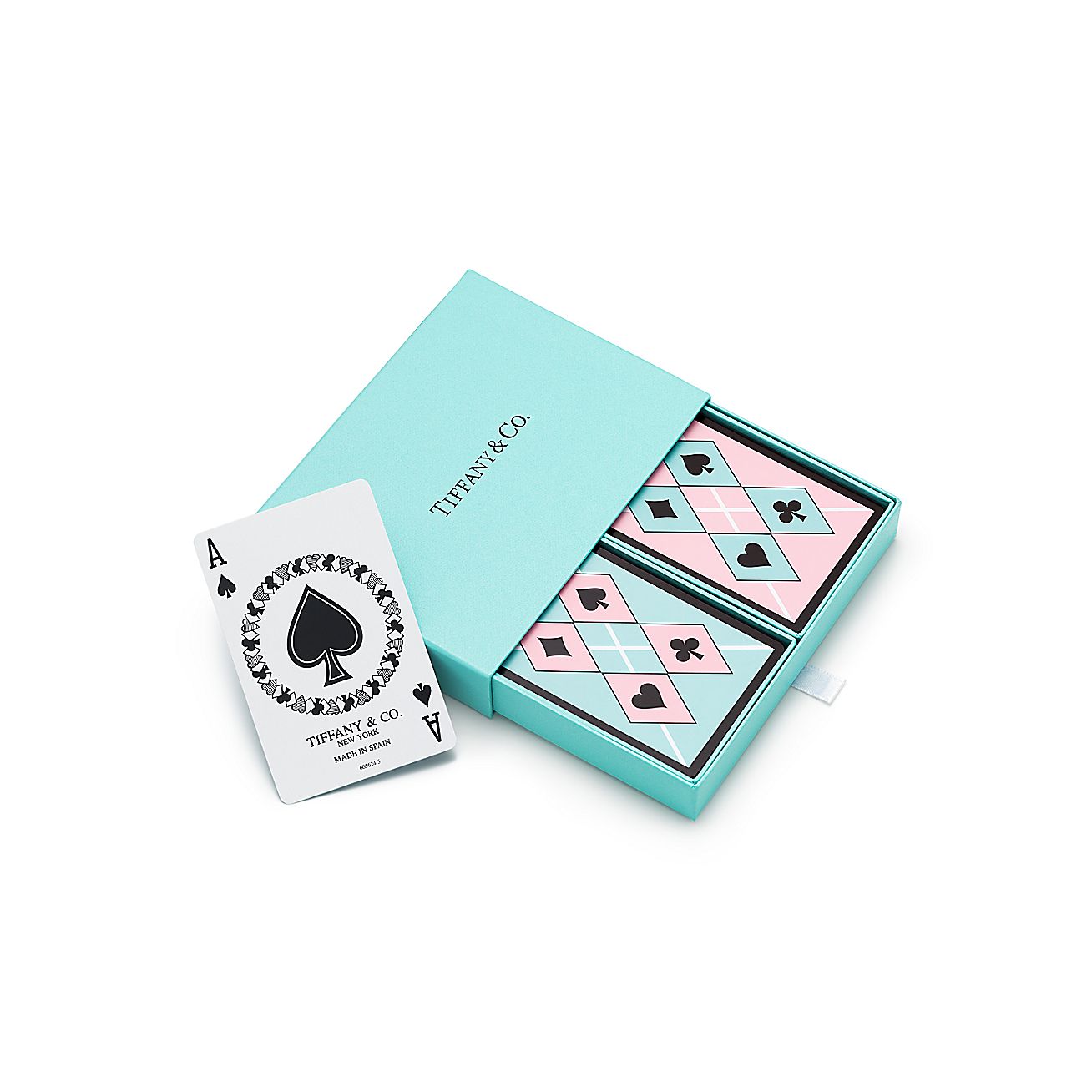 Tiffany playing cards in Tiffany Blue and pink. Tiffany & Co.