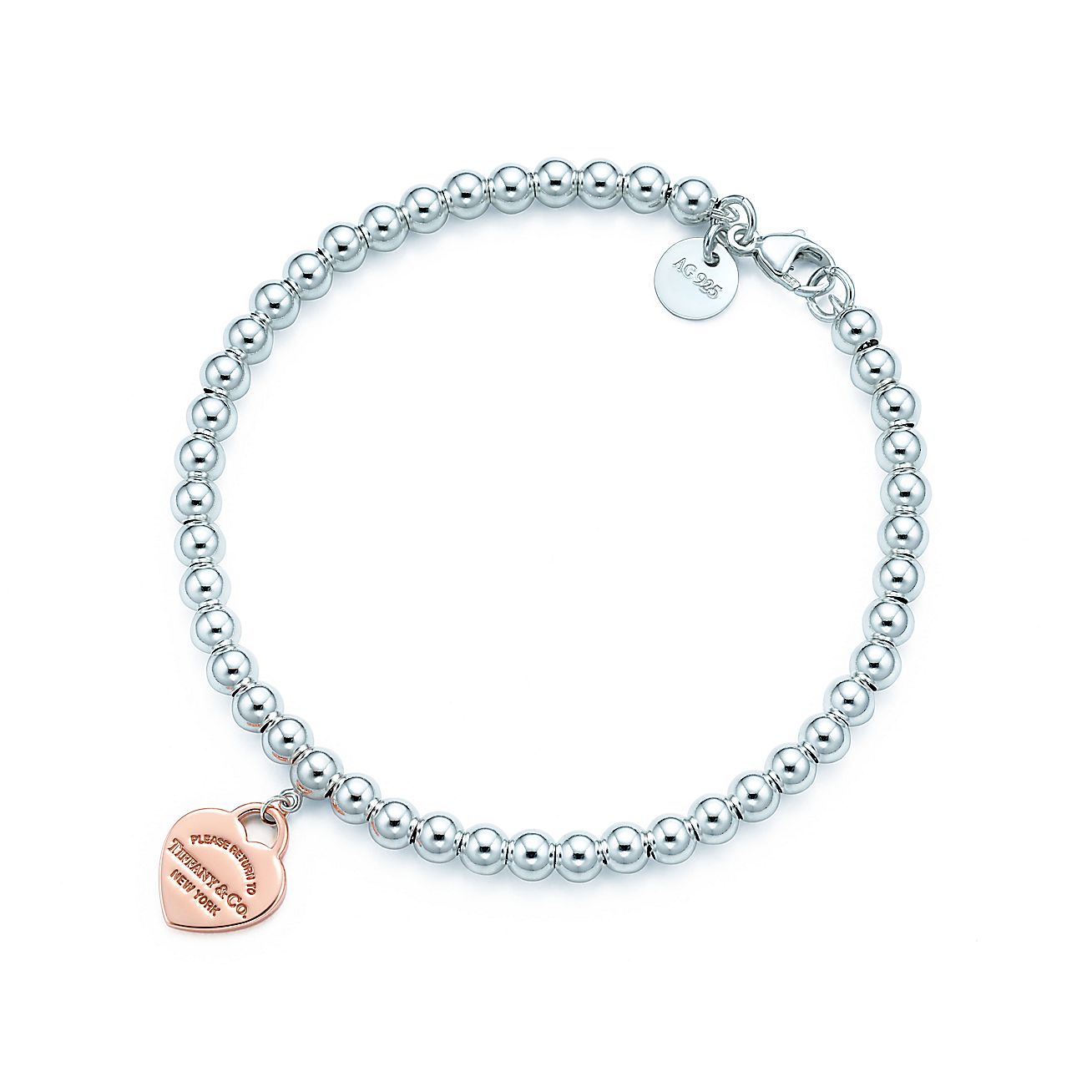 Return to Tiffany™ bead bracelet in silver and RUBEDO