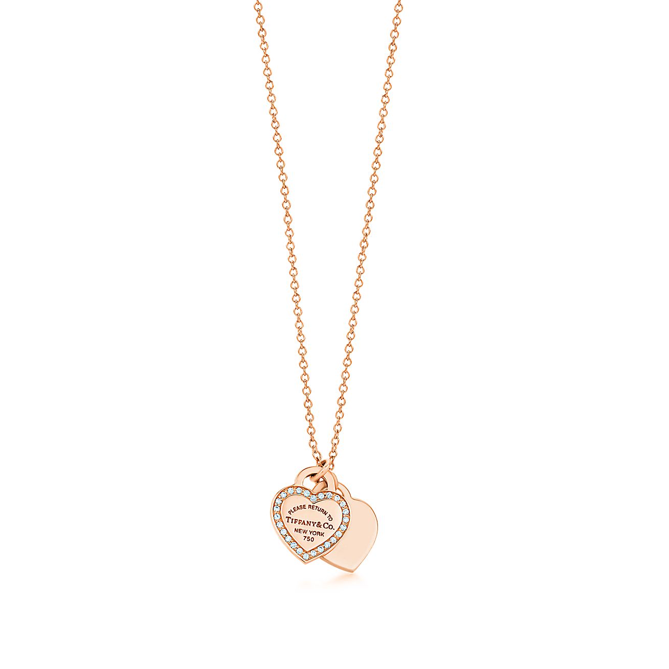 Tiffany double heart pendant rose gold Clearance