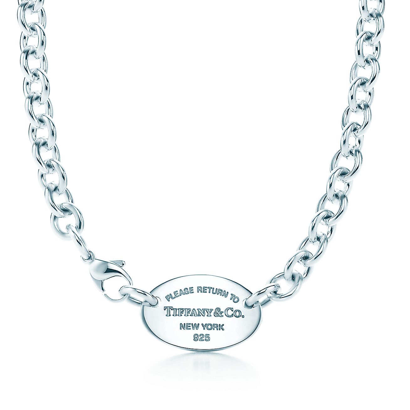 Return to Tiffany® medium oval tag necklace in sterling silver