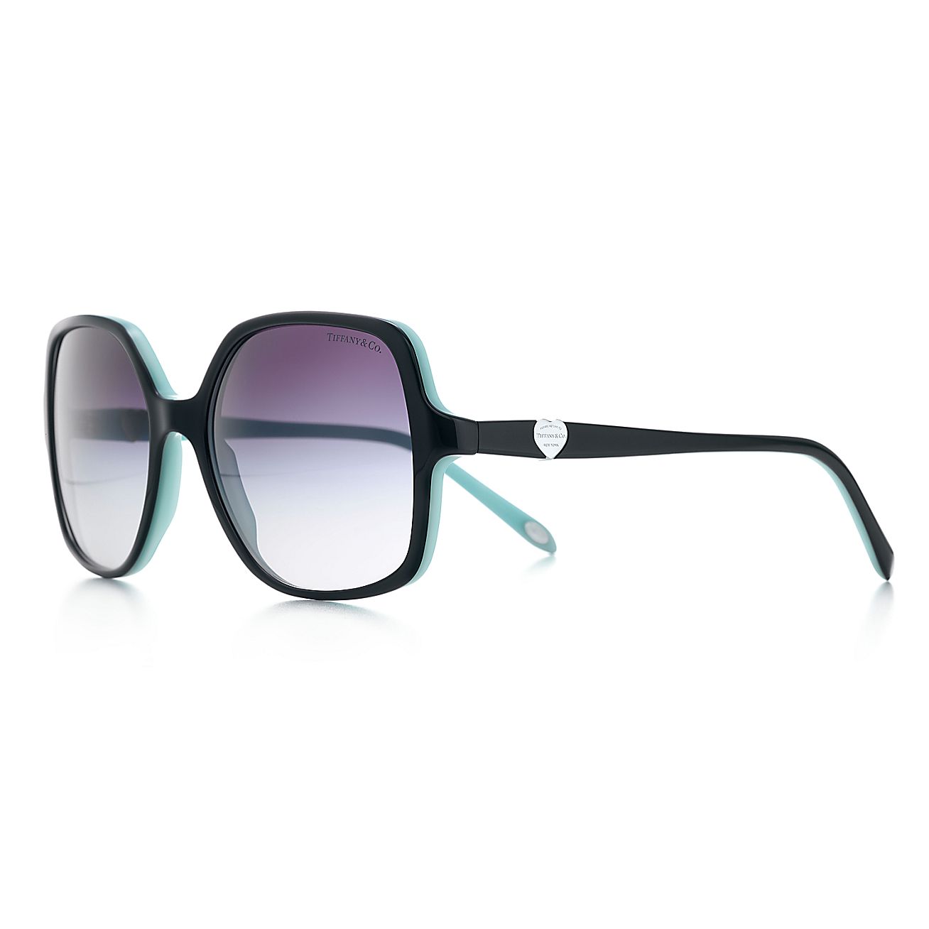 Return to Tiffany™ square sunglasses in black and Tiffany Blue acetate