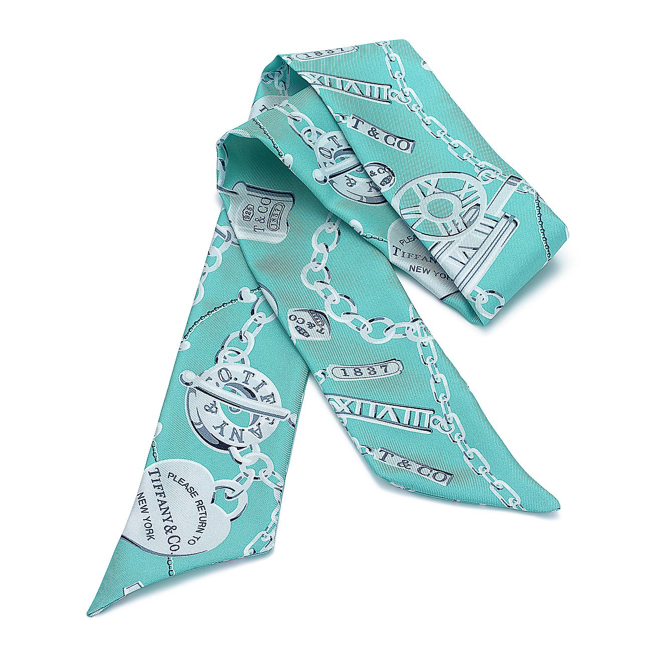 Blue and silver scarf in silk. | Tiffany & Co.