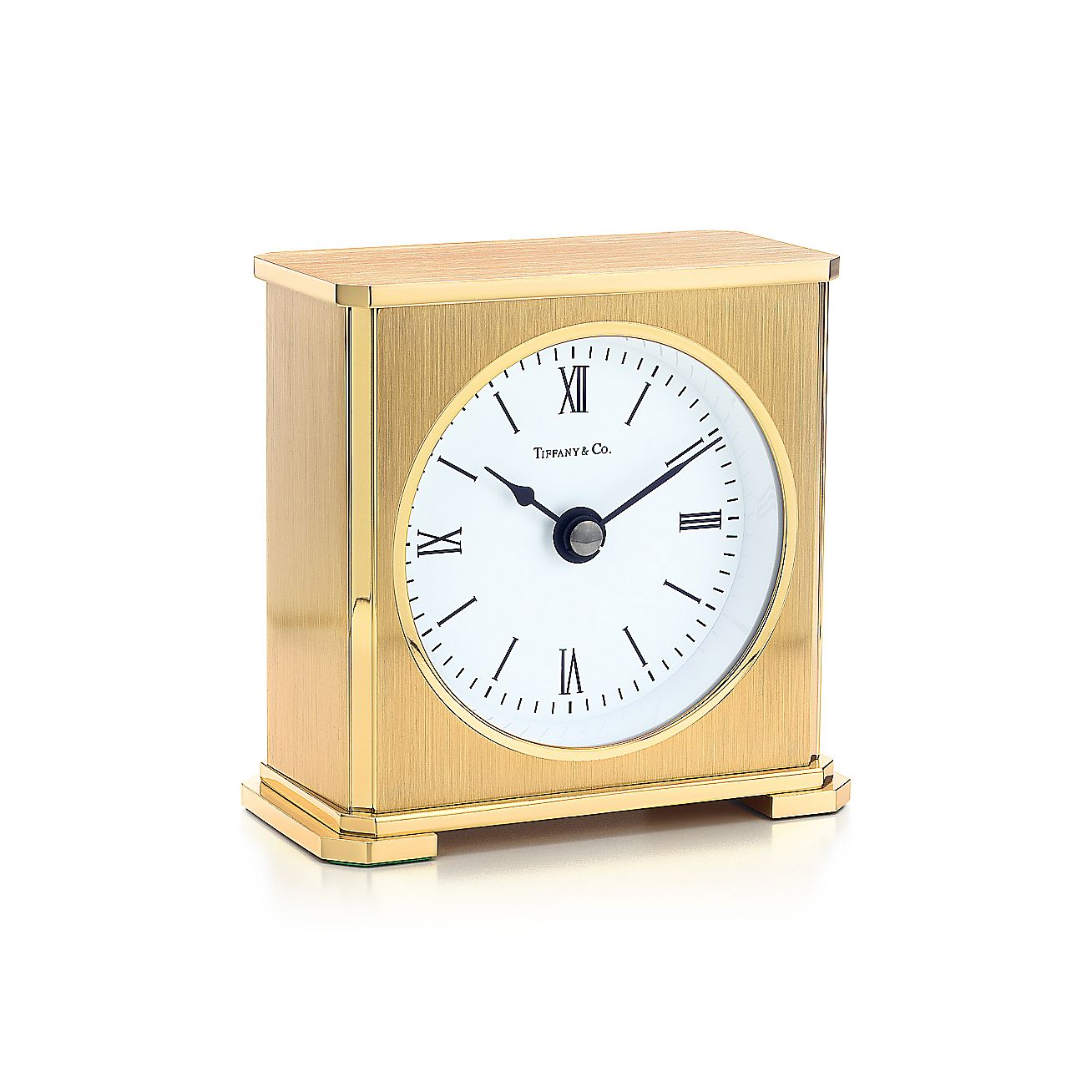 Square clock in brass with quartz resonator. Tiffany & Co.