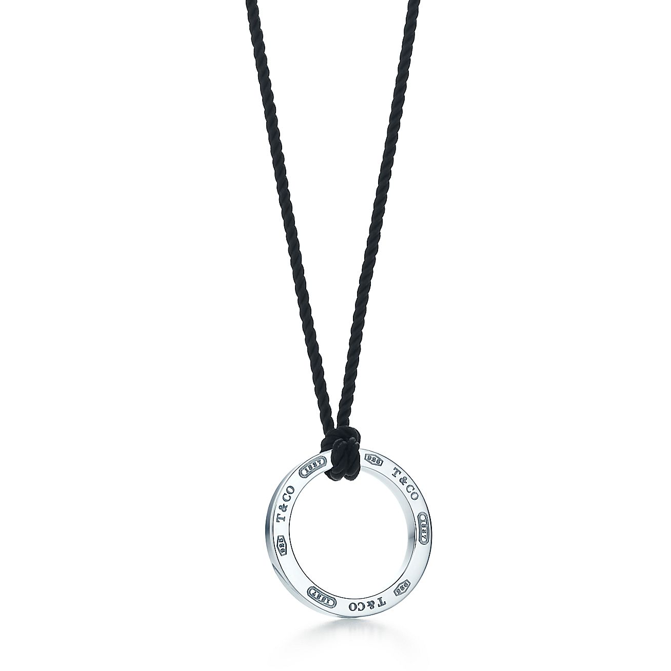 Tiffany 1837™ circle pendant in sterling silver on an adjustable black