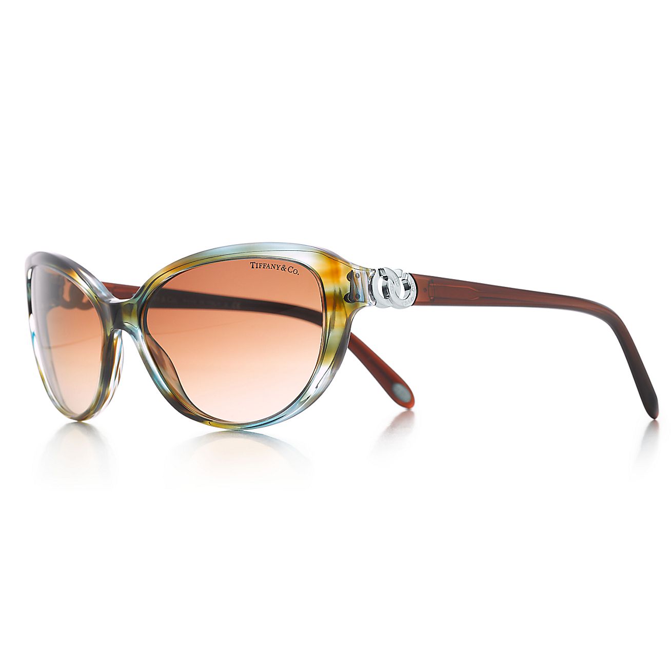 Tiffany 1837™ cat eye sunglasses in turquoise acetate with goldcolored