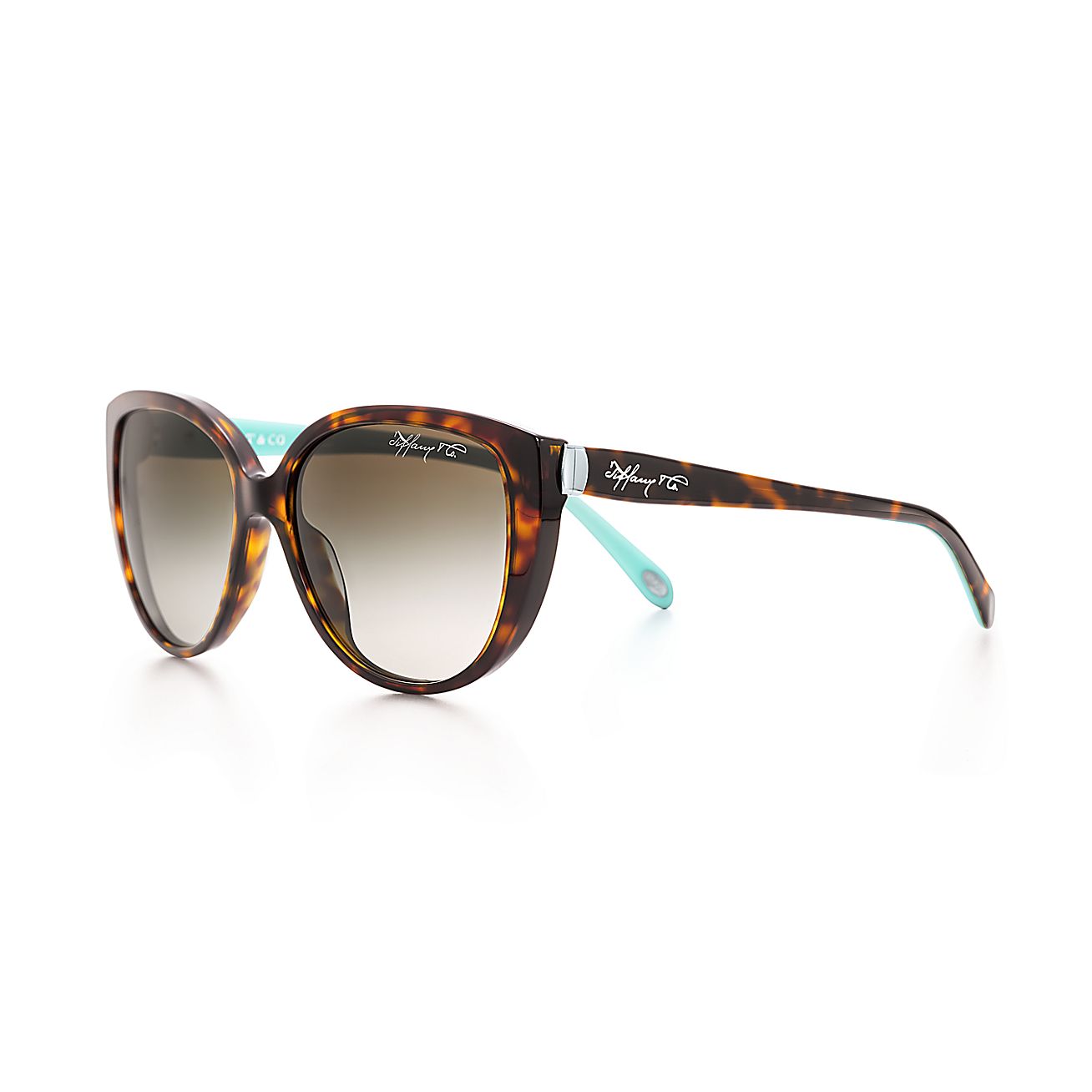 Tiffany 1837® cat eye sunglasses in tortoise and Tiffany Blue® acetate