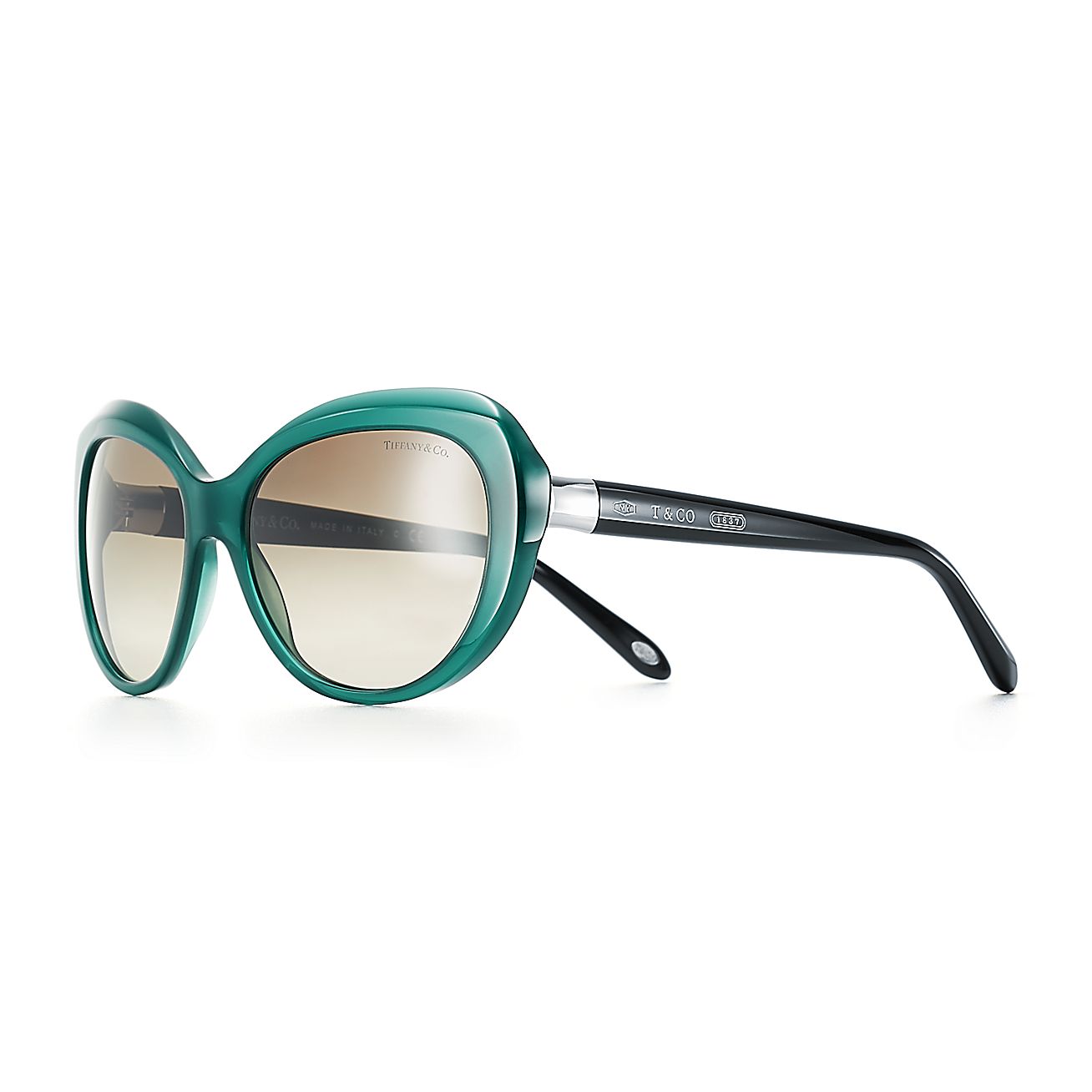 Tiffany 1837™ cat eye sunglasses in green and black acetate. Tiffany
