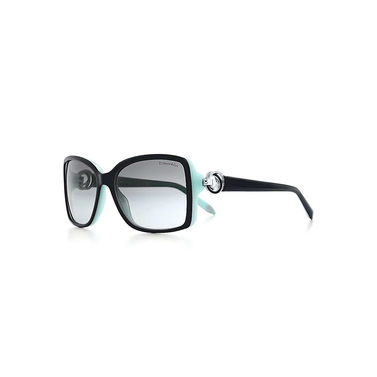 Tiffany 1837™ rectangular sunglasses in black and Tiffany Blue acetate