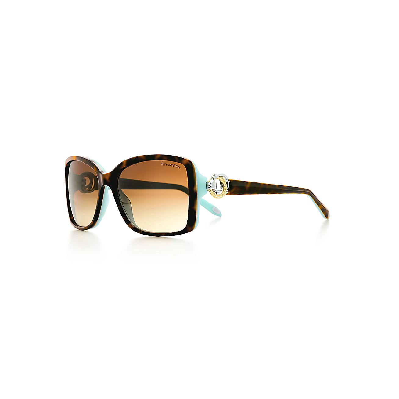 Tiffany 1837™ rectangular sunglasses in tortoise and Tiffany Blue