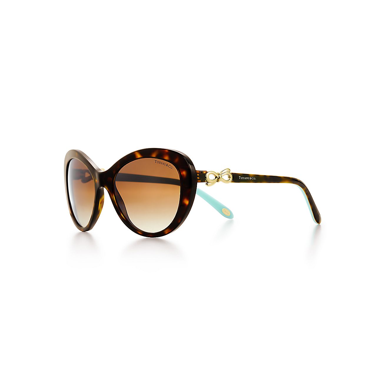 Tiffany Bow cat eye sunglasses in tortoise acetate. Tiffany & Co.