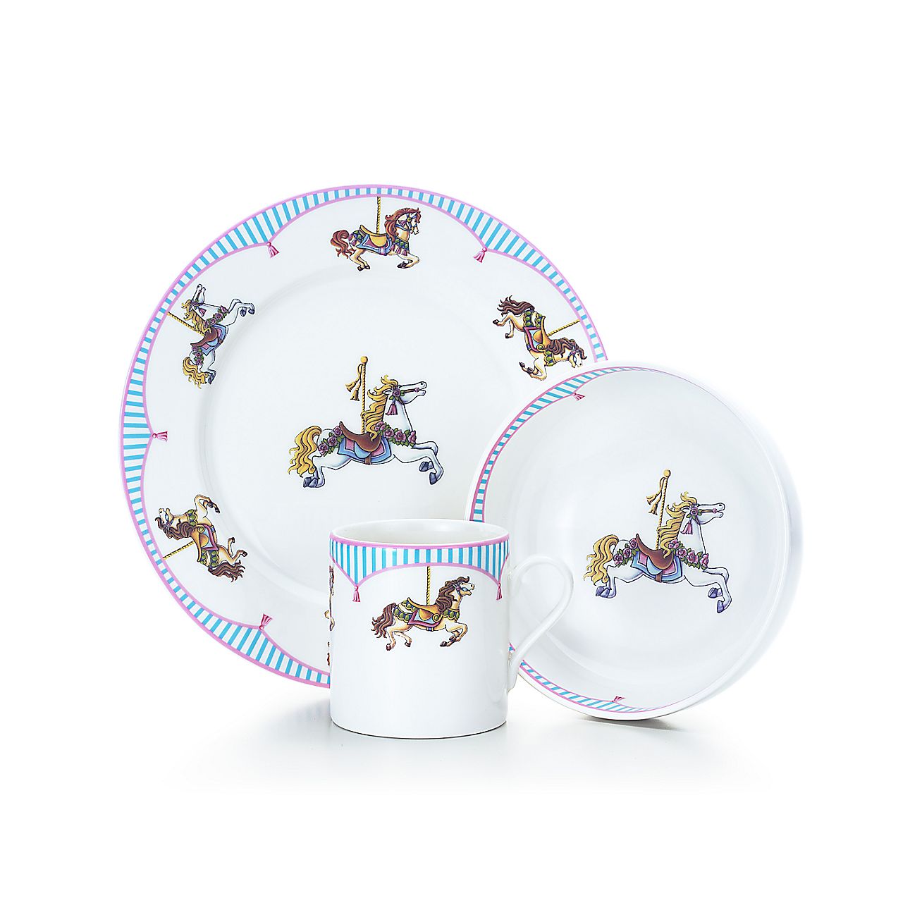 Tiffany Carousel threepiece set in porcelain. Tiffany &amp; Co.
