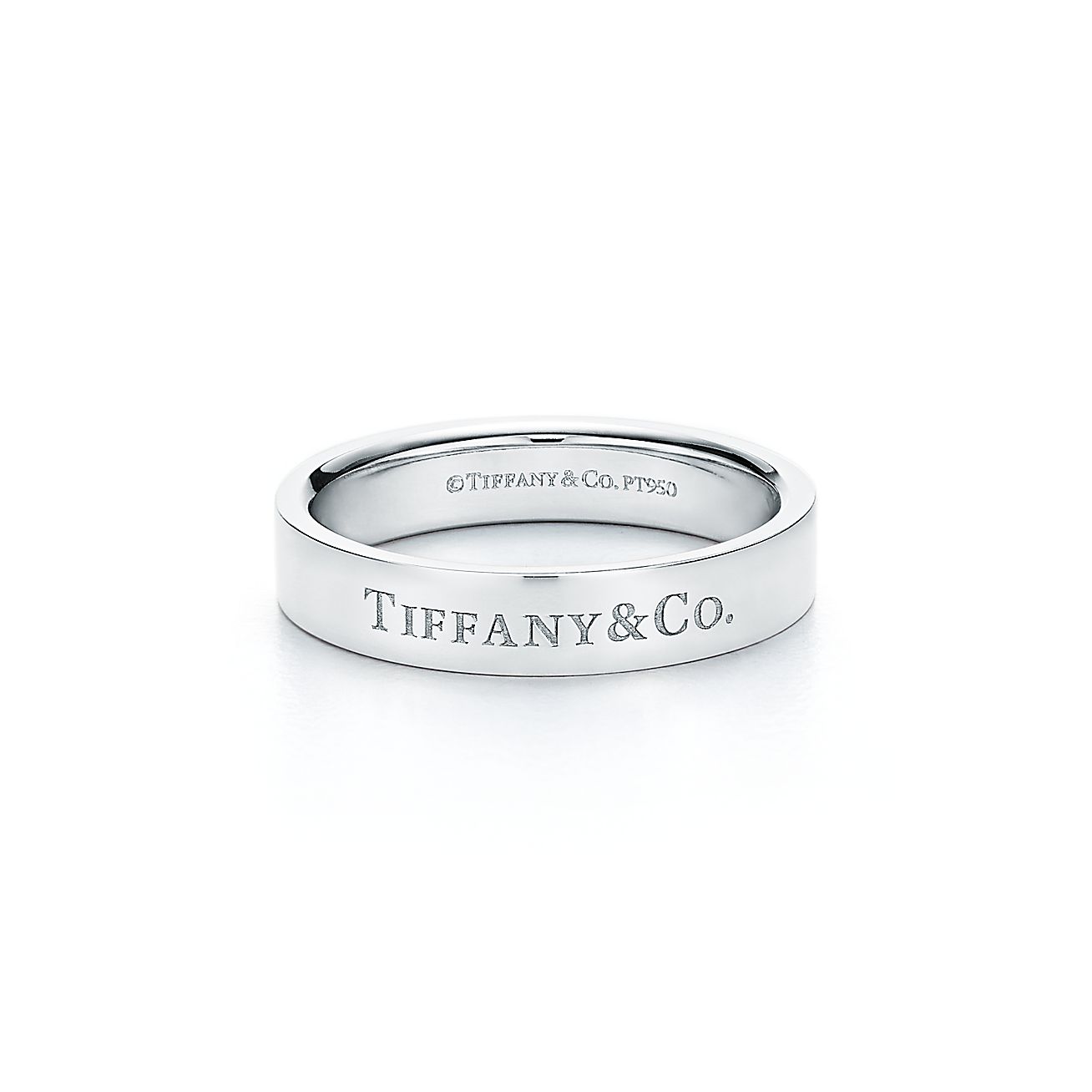 Tiffany & Co.® band ring in platinum, 4 mm wide. Tiffany & Co.
