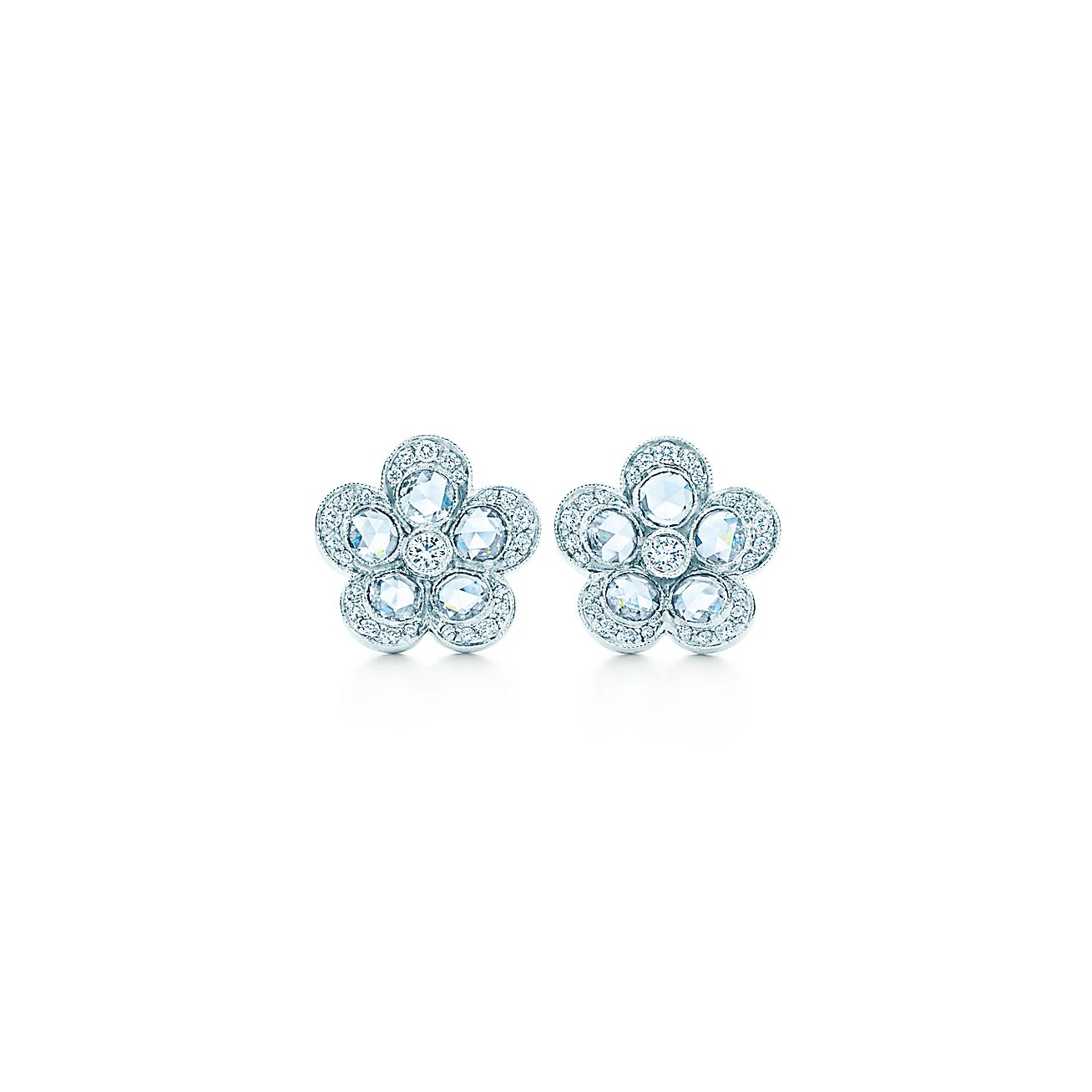 Tiffany flower diamond earrings Clearance