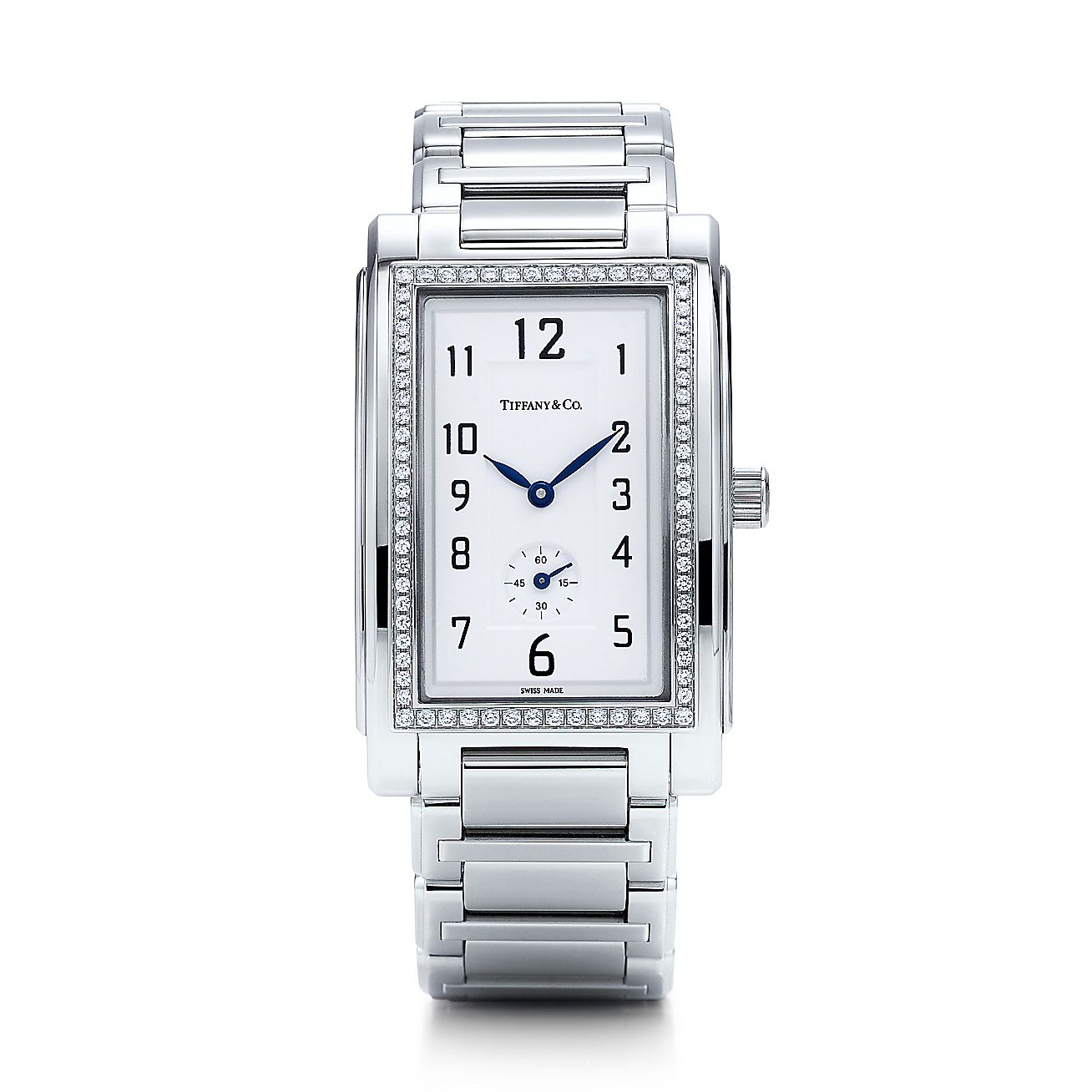 Tiffany Grand® quartz resonator with diamonds in stainless steel, large