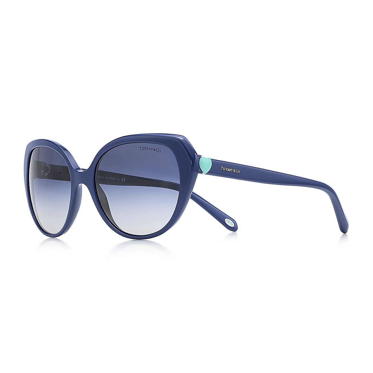 Tiffany Hearts® cat eye sunglasses in navy blue acetate. Tiffany & Co.