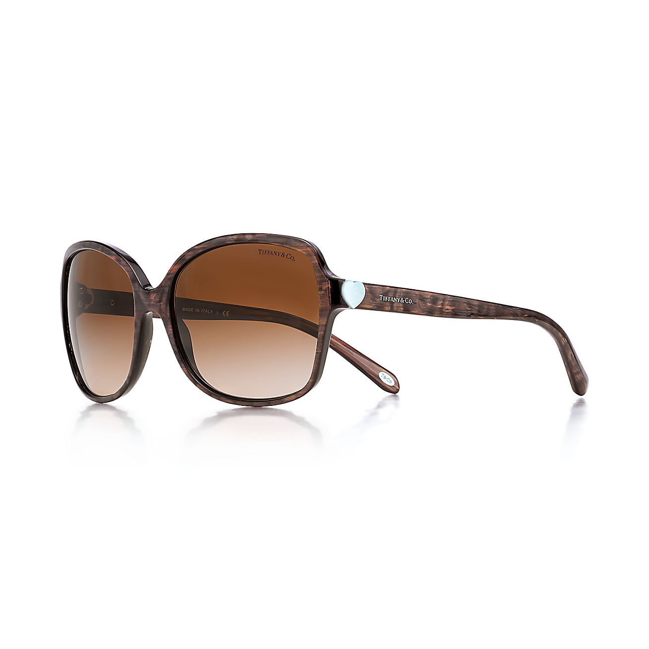 Tiffany Hearts® square sunglasses in brown acetate. Tiffany & Co.