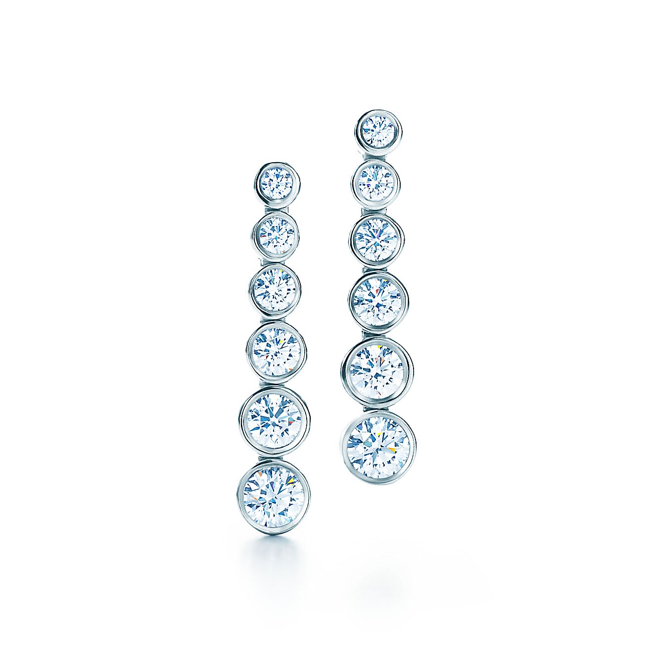Tiffany Jazz™ graduated drop earrings with diamonds in platinum