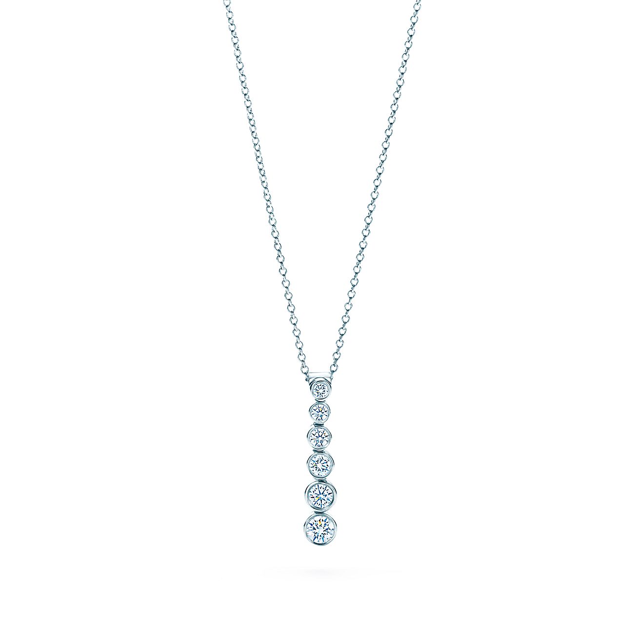 Tiffany Jazz™ graduated drop pendant with diamonds in platinum