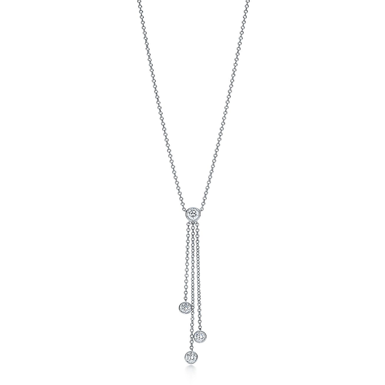 Tiffany Jazz™ triple drop pendant with diamonds in platinum. Tiffany
