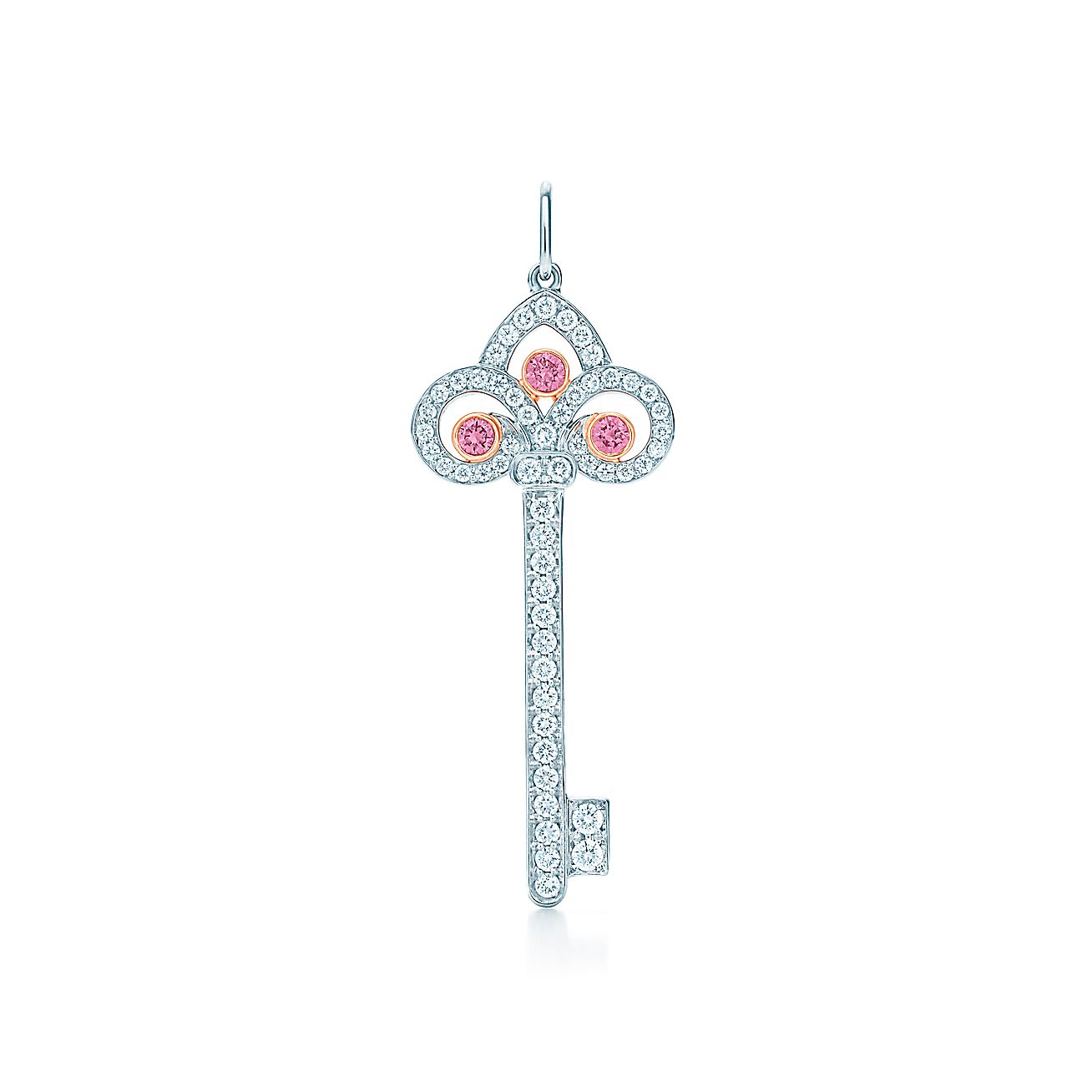Tiffany Keys fleur de lis key pendant in platinum and rose gold with