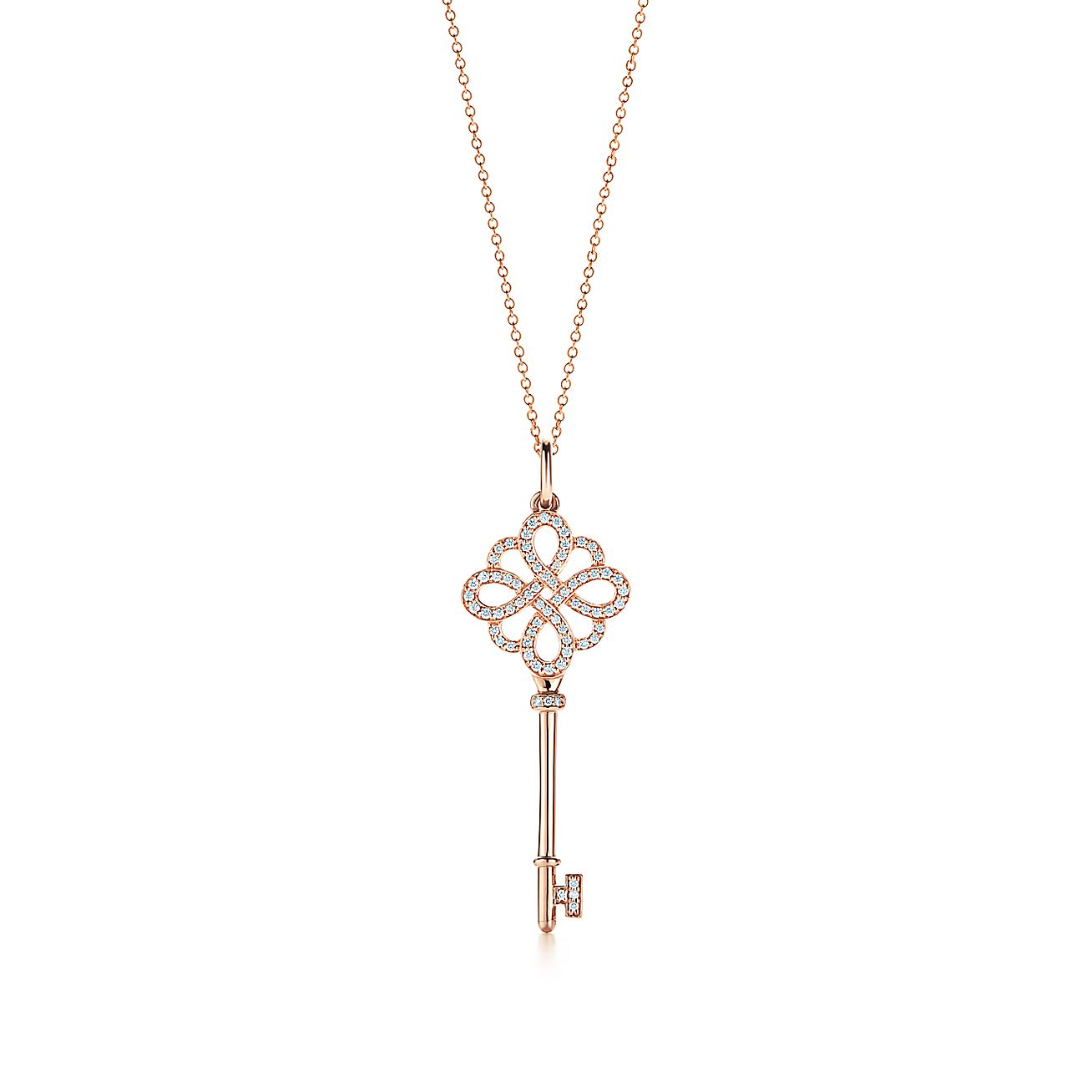 Tiffany Keys knot key in 18k rose gold with diamonds. Tiffany & Co.