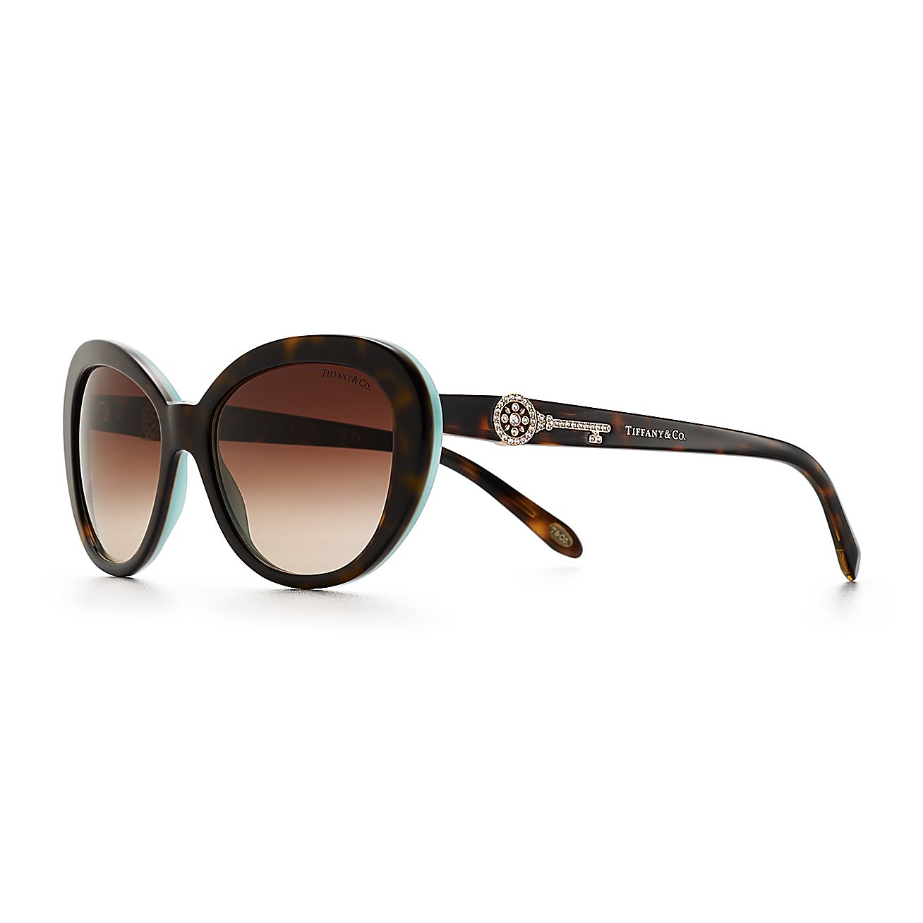 Tiffany Keys oval sunglasses in tortoise and Tiffany Blue® acetate
