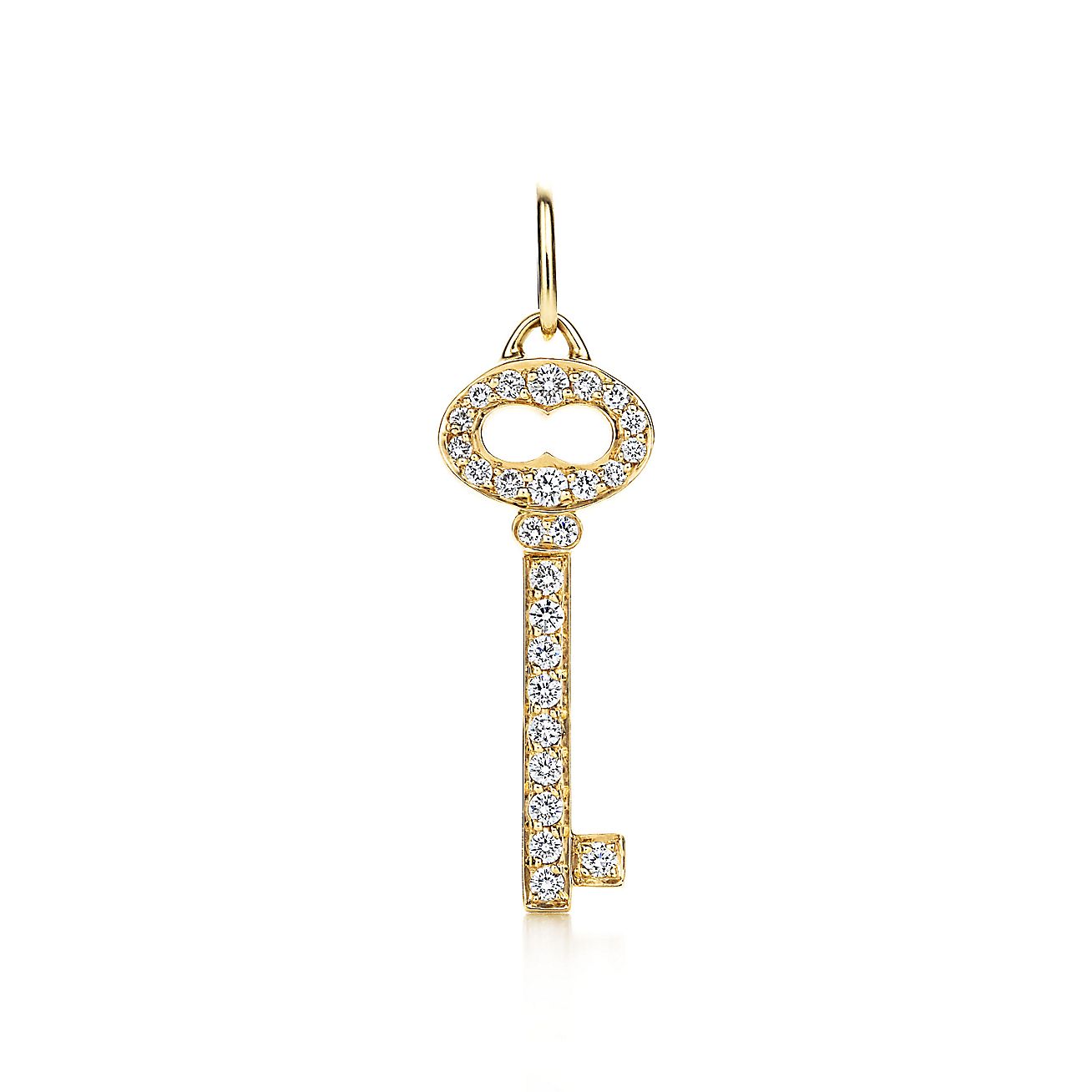 Tiffany Keys vintage oval key charm with diamonds in 18k gold