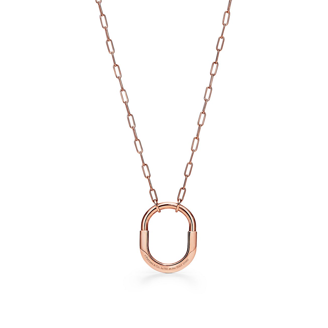 Tiffany Lock Pendant in Rose Gold with Diamonds, Medium - Alternate shot 1 - Alternate shot 2