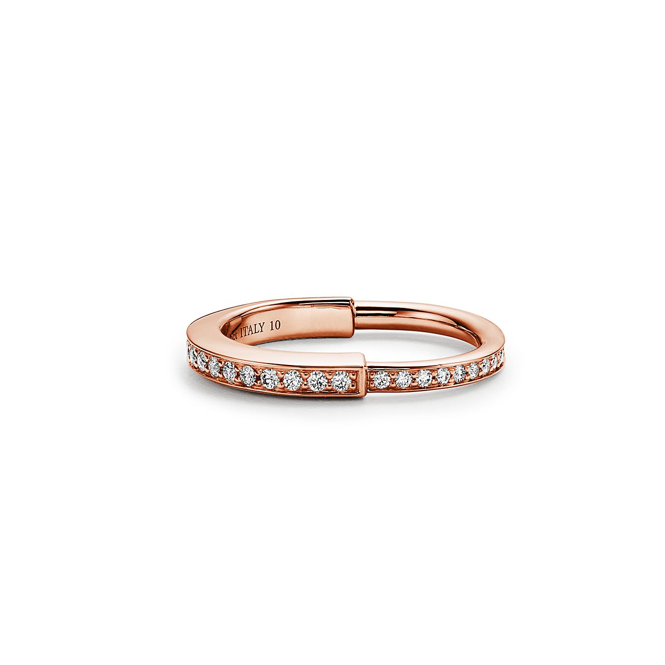 Tiffany Lock Ring in Rose Gold with Pavé Diamonds | Tiffany & Co.