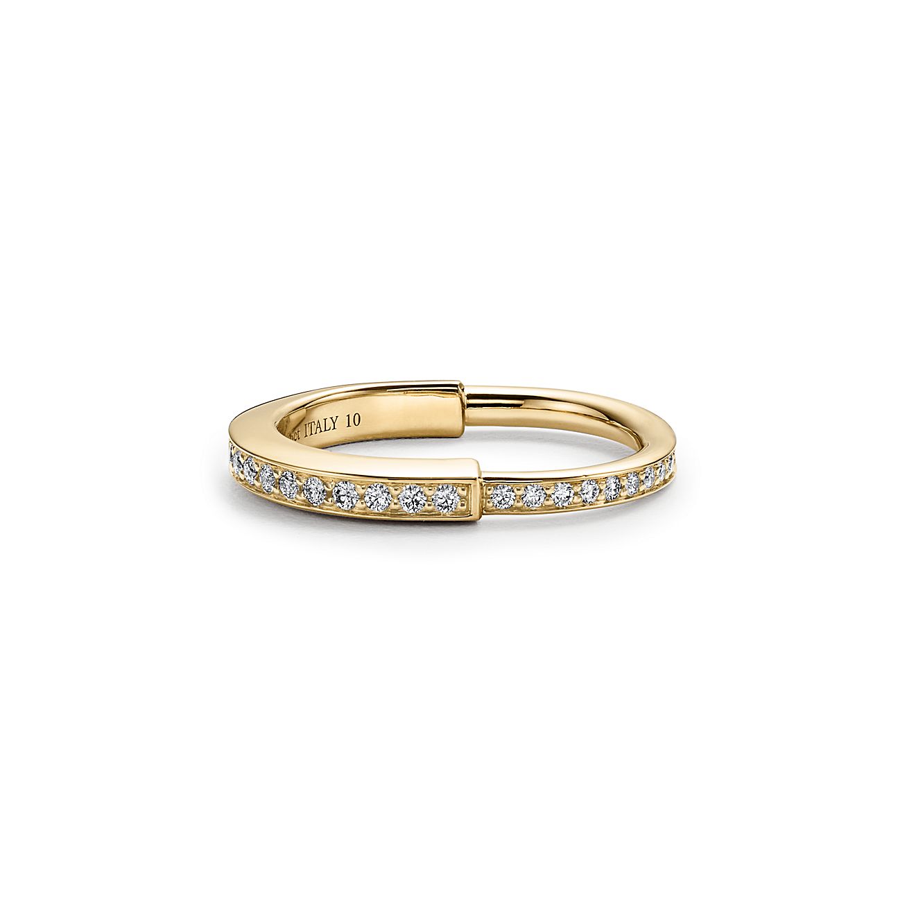 Tiffany Lock Ring in Yellow Gold with Pavé Diamonds | Tiffany & Co.